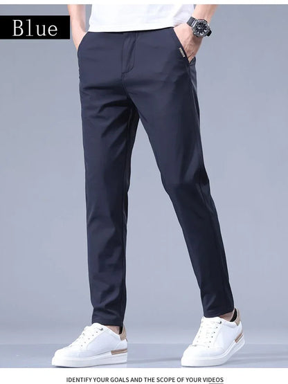 2026 Men's Summer Casual Pants Thin Ice Silk Men's Pants Fashion Straight  Elastic Men's New Pants Men's Pants