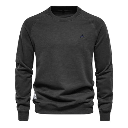 Brand Quality Mens Cotton Blend Crew Neck Sweatshirt Casual Sport Pullover Solid Embroidery Sweatshirts for Men