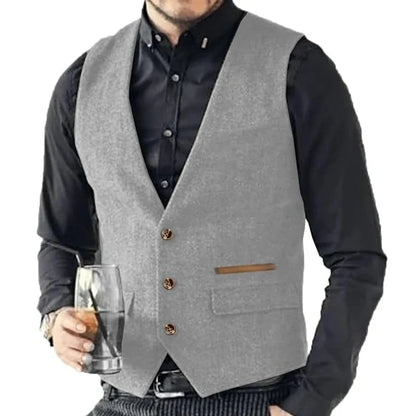 Men Vest Brown Solid Tweed Vest Retro Herringbone Vintage Wedding Groom Banquet Gilet Men Vest Suit