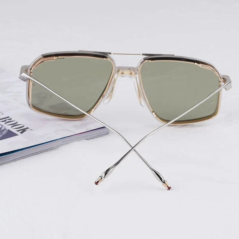 Jagger Limited Edition Sunglasses Square Metal 10th Anniversary Handmade Double Bridge Alloy Gradient UV400 High Quality Glasses