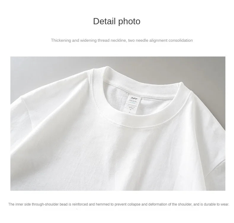 8.1Oz 230gsm Men's Pure Cotton T Shirts 2025 Summer New Oversizes Solid Color T-Shirts for Men and Women Customizable