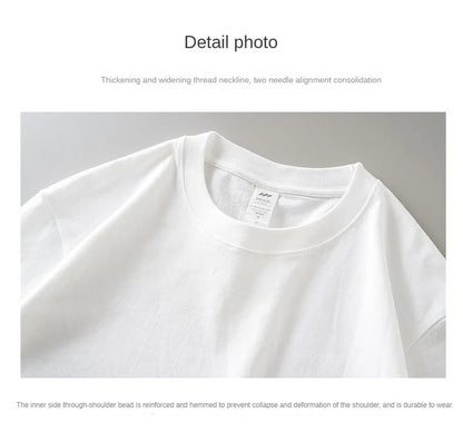 8.1Oz 230gsm Men's Pure Cotton T Shirts 2025 Summer New Oversizes Solid Color T-Shirts for Men and Women Customizable