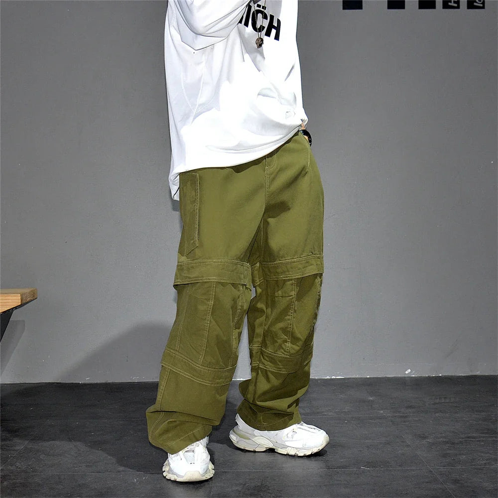 High Quality Army Green Cargo Pants Men American Vintage Hip Hop Plus Size Skateboard Pants Harajuku Casual Cotton Trousers Male