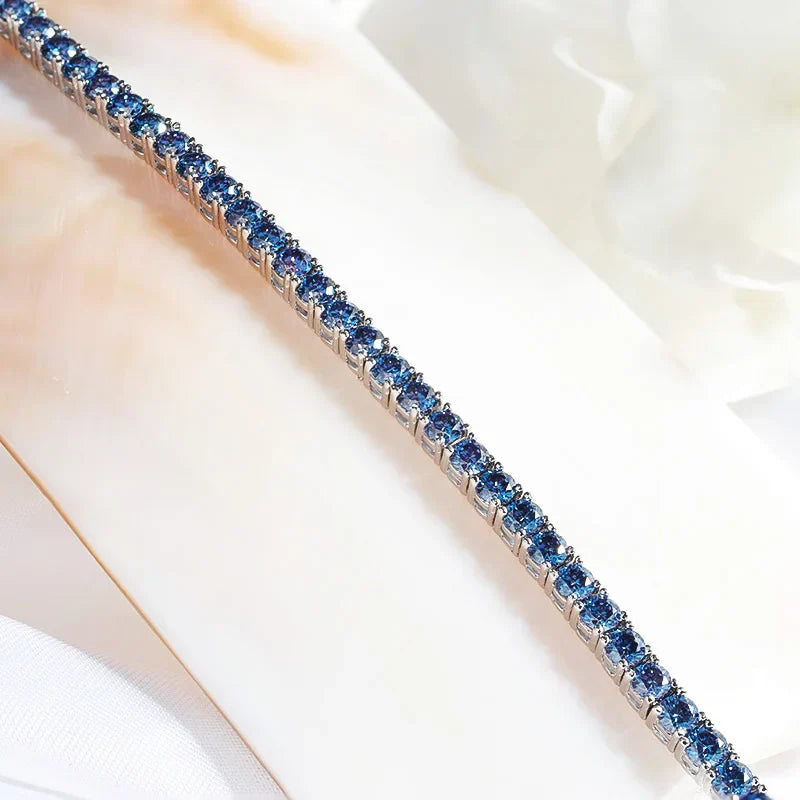 Certified 3/4/5mm Full Moissanite Diamond Tennis Bracelets for Women Man Colorful Gem Sparkling 925 Sterling Silver Chain
