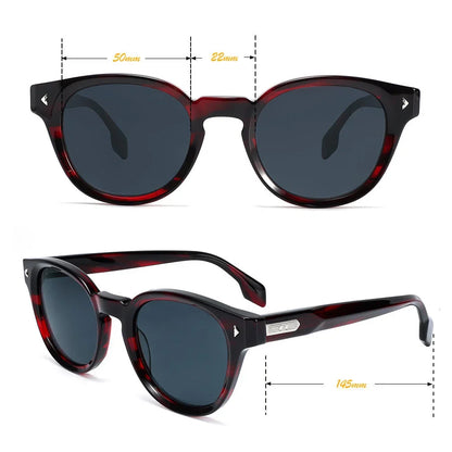 Designer New Dark Red Acetate Sunglasses Retro Full Frame Lightweight UV400 Non-Polarized Eyewear