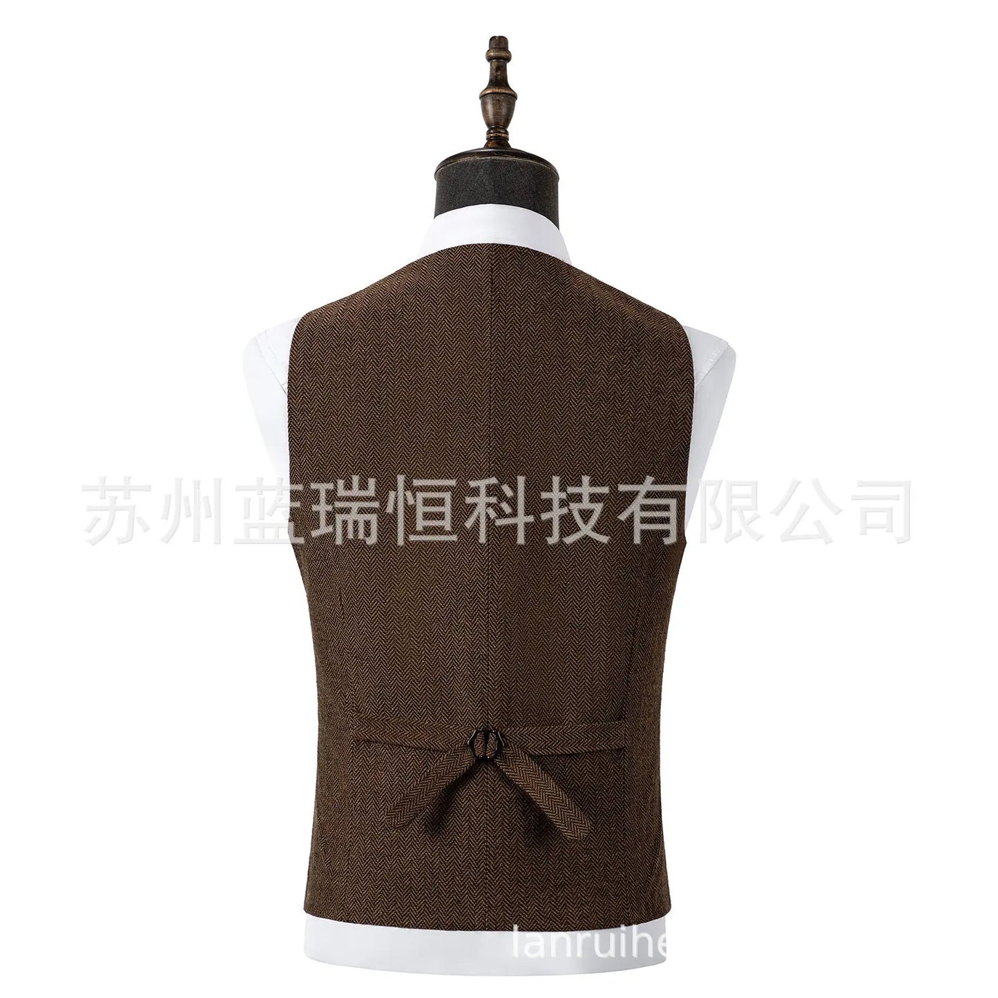 2026 Men's Business Woolen Suit Vest Fashionable British Retro Twill Vest Workwear Slim Fit Vest Elegant Classic Style Black