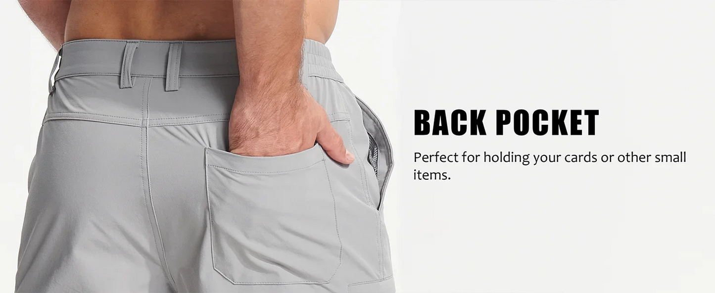 Summer Moisture Wicking Casual Shorts Mens Cargo Work Shorts Running Jogging Sports Bottoms Nylon Rip-Stop Short Pants