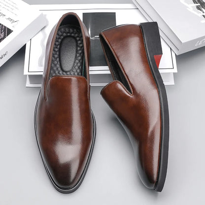 Italian brand mens Loafers Men's brown daily soft sole red sole patent leather shoes Outdoor business dress shoes big size：38-48