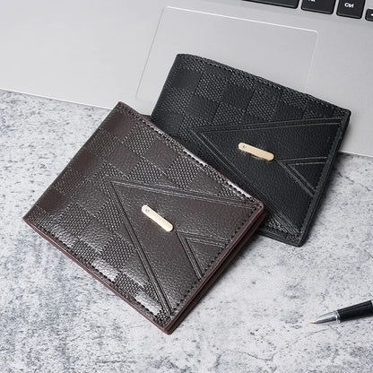 New men's wallets men's short wallet youth fashion rhombic multi-card large capacity coin purse soft wallet