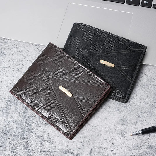 Nouveaux portefeuilles pour hommes porte-monnaie court pour hommes mode jeune losangique multi-cartes grande capacité porte-monnaie souple