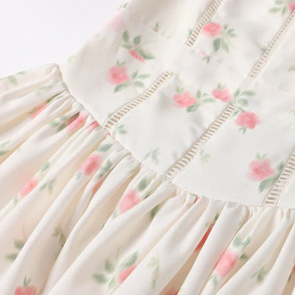 Summer Floral Print Mini Dress Spaghetti Strap Square Neck A-line Cute Dresses for Vacation Beach Party Women