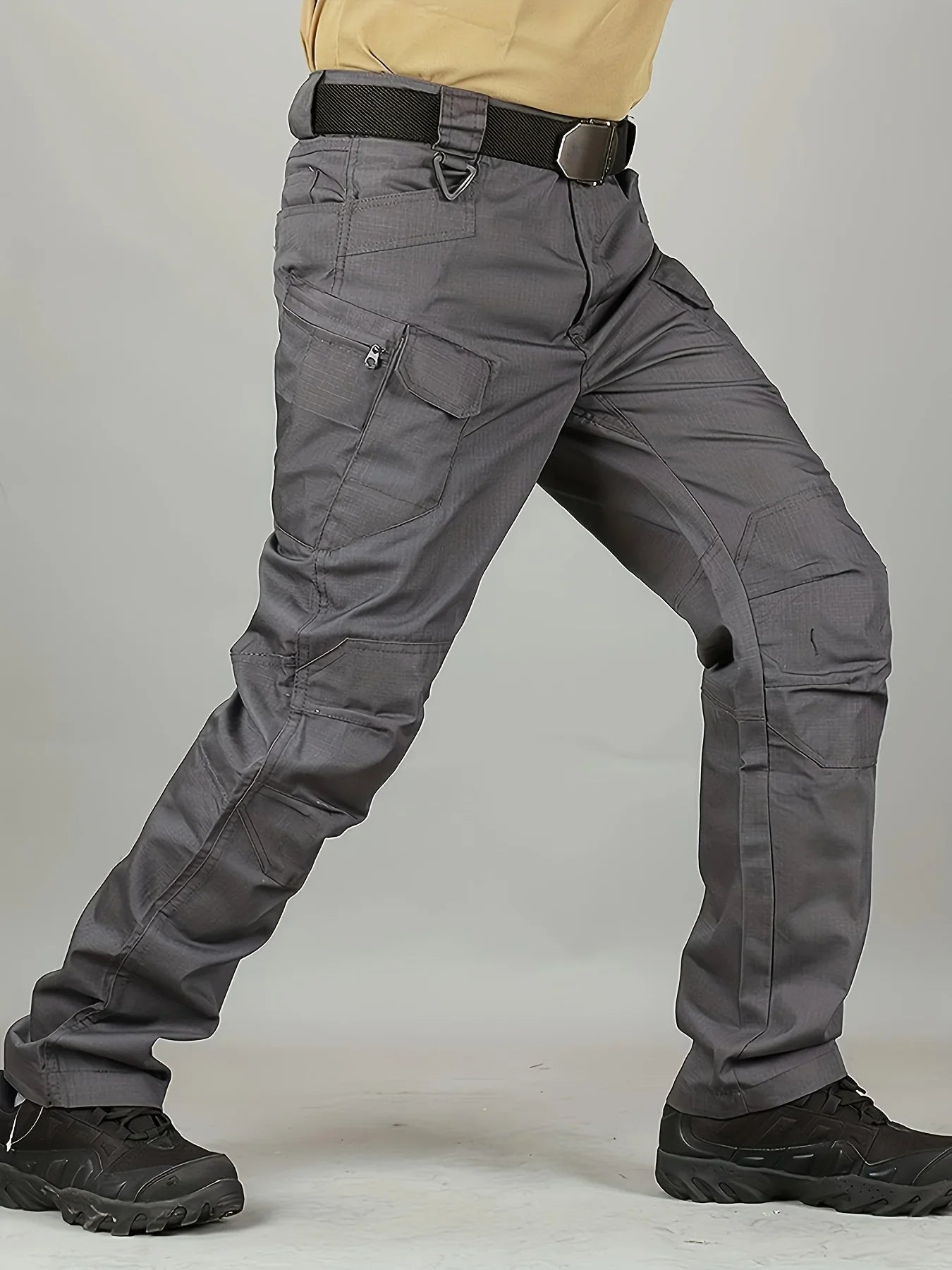 Plus Size Men's Thin Cargo Pants With Side Pockets For Spring Summer Tactical Oversized Loose Punk Pants Big And Tall Guys