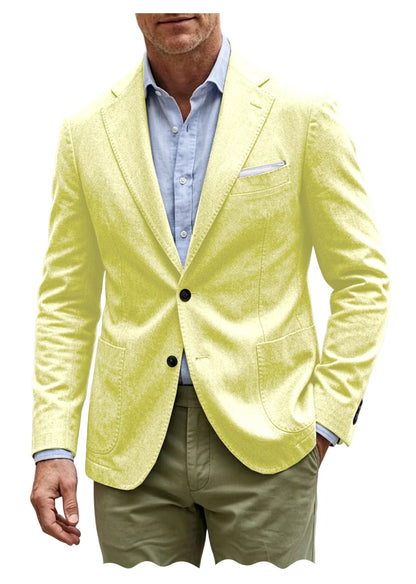 Men's Cotton Blazer Notch Lapel 2 Button Slim Fit Suit Jacket Lightweight Breathable Business Casual Daily Sport Coat for Spring