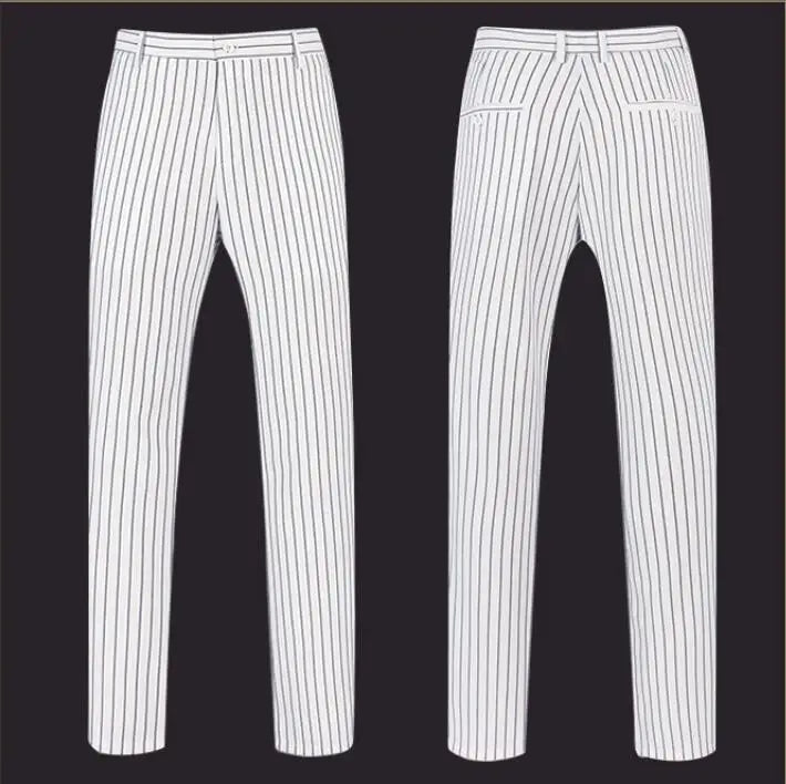 2026 Spring New Men's White Striped Suit Pants, Business Casual Trousers, Asian Size M-5XL 6XL Wedding Party Pantalones Hombre