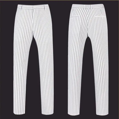 2026 Spring New Men's White Striped Suit Pants, Business Casual Trousers, Asian Size M-5XL 6XL Wedding Party Pantalones Hombre