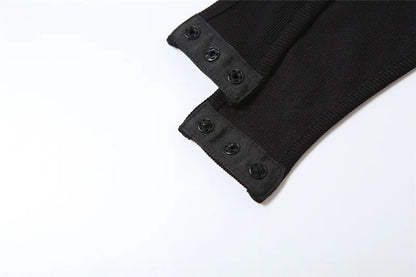 Mall Gothic Hollow Out Sexy Bodysuits Techwear Fashion Y2k Patchwork Tops Women Grunge Backless High Cut Slim Bodysuit