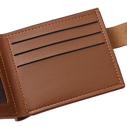 Men's Wallet Pu Leather Short NO Zipper Buckle Wallet Solid Color Wear-Resistant Leather Clip Daily Casual Fashion Zero Wallet