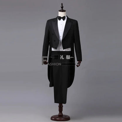 2024  Bent Flower Red/black /white Men's Dress Tuxedo Set Two-pieces,magician's Stage Performance, Conductor's Blazer Jacket