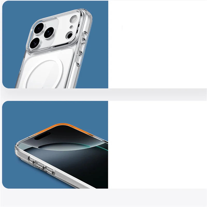 Touch Camera Button Original Clear for Magsafe Case For iPhone 17 Air 17Pro 17Pro Max Wireless Charge Shockproof Hard Cover