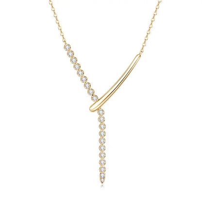Full Round Moissanite Y-shaped Pendant Necklace for Women S925 Sterling Silver Chain Fine Jewelry Gift with Certificate