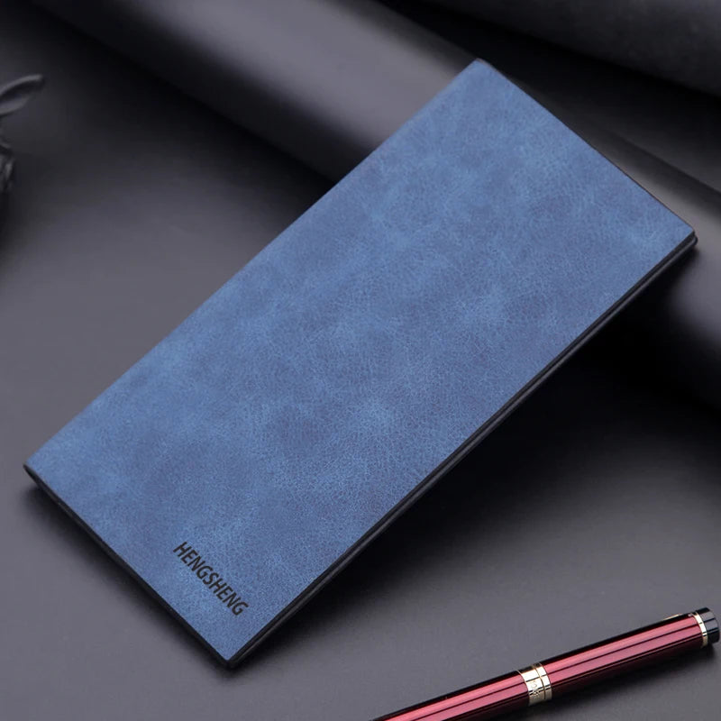 Ultra Thin Frosted PU Leather Wallet Business Men Cow Leather Anti RFID Purse Credit Card Holder Long Wallet for Men