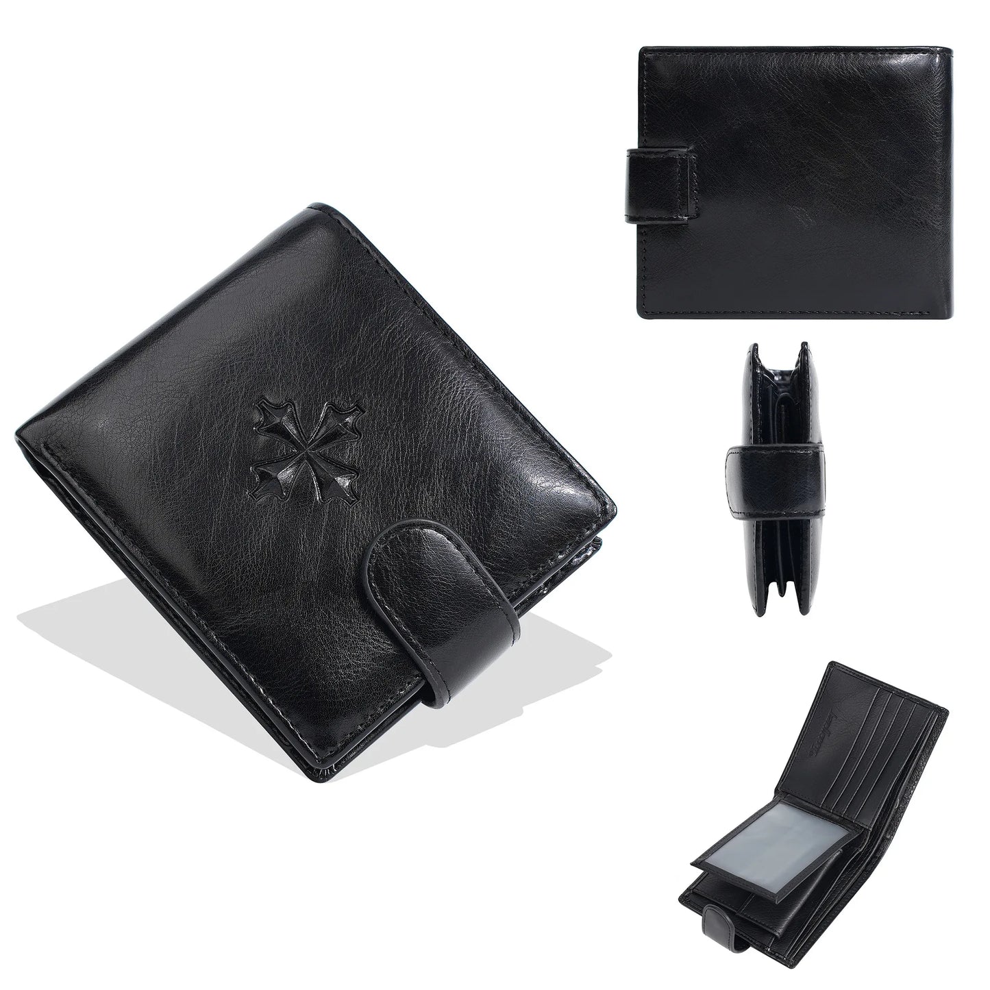 Luxury Men's Short Wallet Vintage Logo Print Zipper Card Holder with Coin Pocket Male Purses