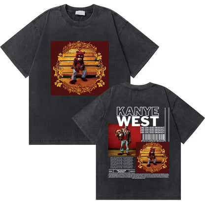 Washed Vintage Rapper Kanye West Graphic T-shirts THE LIFE OF PABLO Cover Print Tshirt Men Hip Hop Fashion Oversized T Shirts