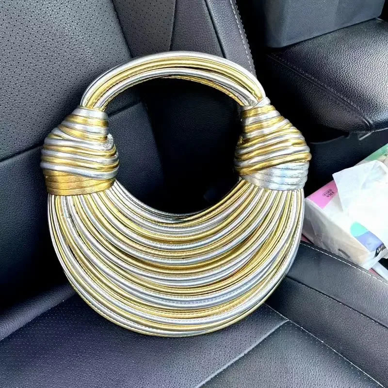 Ladies2025New Luxury Designer Handbags Hand-woven Noodle Bag Knot Bag silver Dinner Bag
