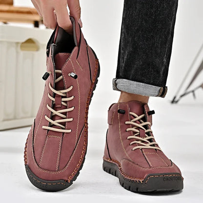 New 2024 Autumn Handmade Leather Men Boots Design Sneakers Man Breathable Casual Leather Shoes Men Ankle Boots Outdoor Boats