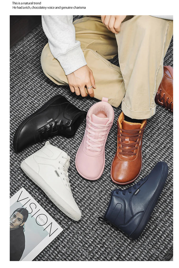New Winter Booties Outdoor Waterproof Barefoot Boots For Men Ankle Boots Plush Warm Snow Shoes Non-slip Casual Sneakers Big Size