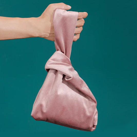 Portable Knot Wrist Bag Women Top Handle Bag Simple Purse Handbags Resuable Shopping Bag Phone Key Pouch Small Ladies Clutch Bag