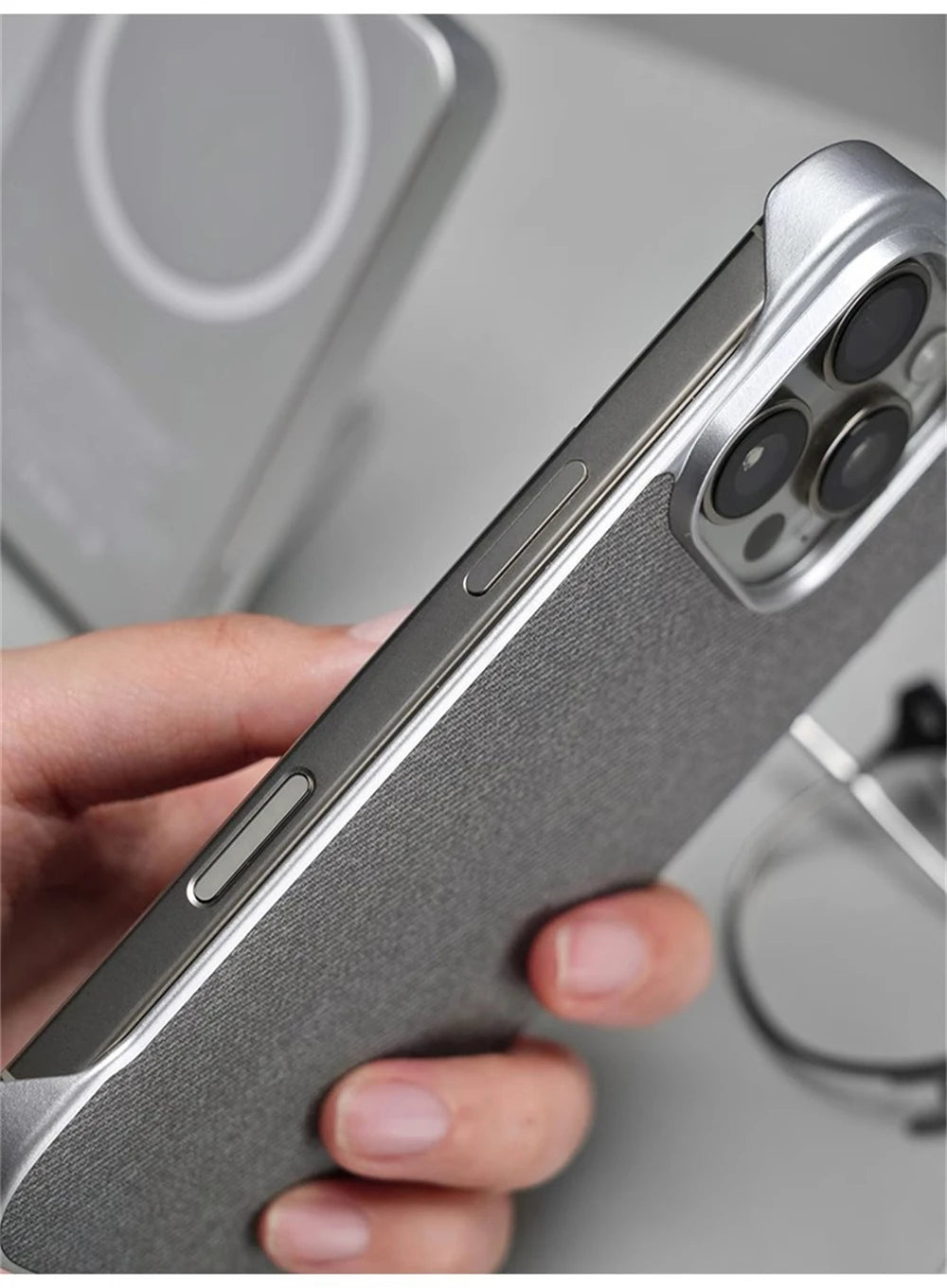 Ultra Thin Frameless Cloth Texture Magnetic Case For iPhone 17 Air 16 Pro Max 15 14 MagSafe Wireless Charge Borderless Hard Cove