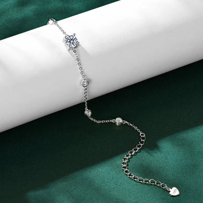 7 Stones 100% Real Moissanite Bracelets for Women D Color Four-claw S925 Sterling Silver Luxury Chain Lab Diamond Jewelry