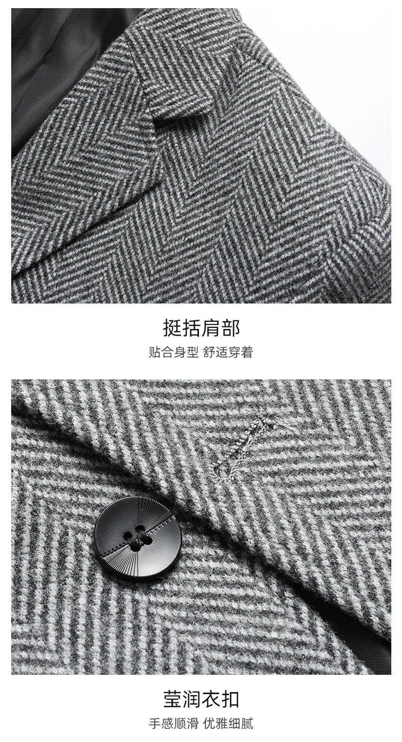 Mens Blazer Fashion Business Handsome Gentleman Korean Version of British Style Leisure Slim Solid Color Wedding Work Blazer