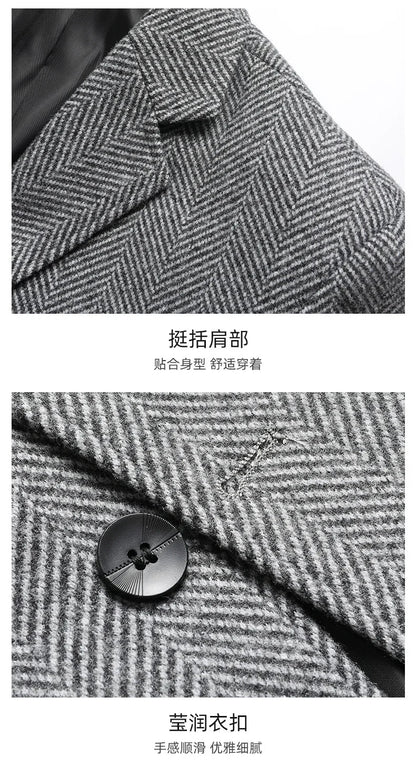 Mens Blazer Fashion Business Handsome Gentleman Korean Version of British Style Leisure Slim Solid Color Wedding Work Blazer