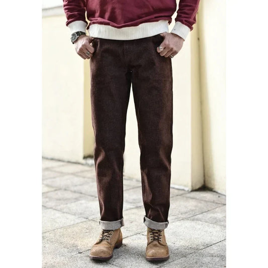 Men Jeans Brown Jeans Men Jeans Trousers  Selvedge Denim Jeans for Men Taper Fit Mens Jeans vintage 13.8 Oz