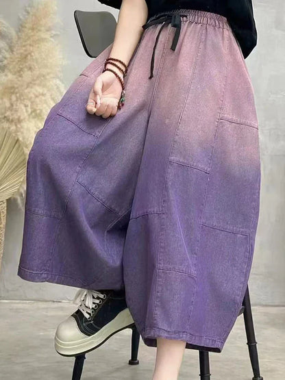 Women Summer Fashion Big Size Denim Pants 2025 Females Vintage Classic Loose Harem Trousers Elastic Waist Casual Jeans