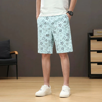 Streetwear Star Print Shorts Men Hawaii Beach Casual Shorts Outdoor Cotton Sports Elastic Waist 6XL Oversized Baggy Half Pants