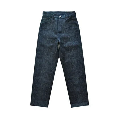 Men Jeans Sanforized Selvedge Raw Denim Denim Jeans for Men Linum Silver Button Cotton Wide Leg Loos Fit