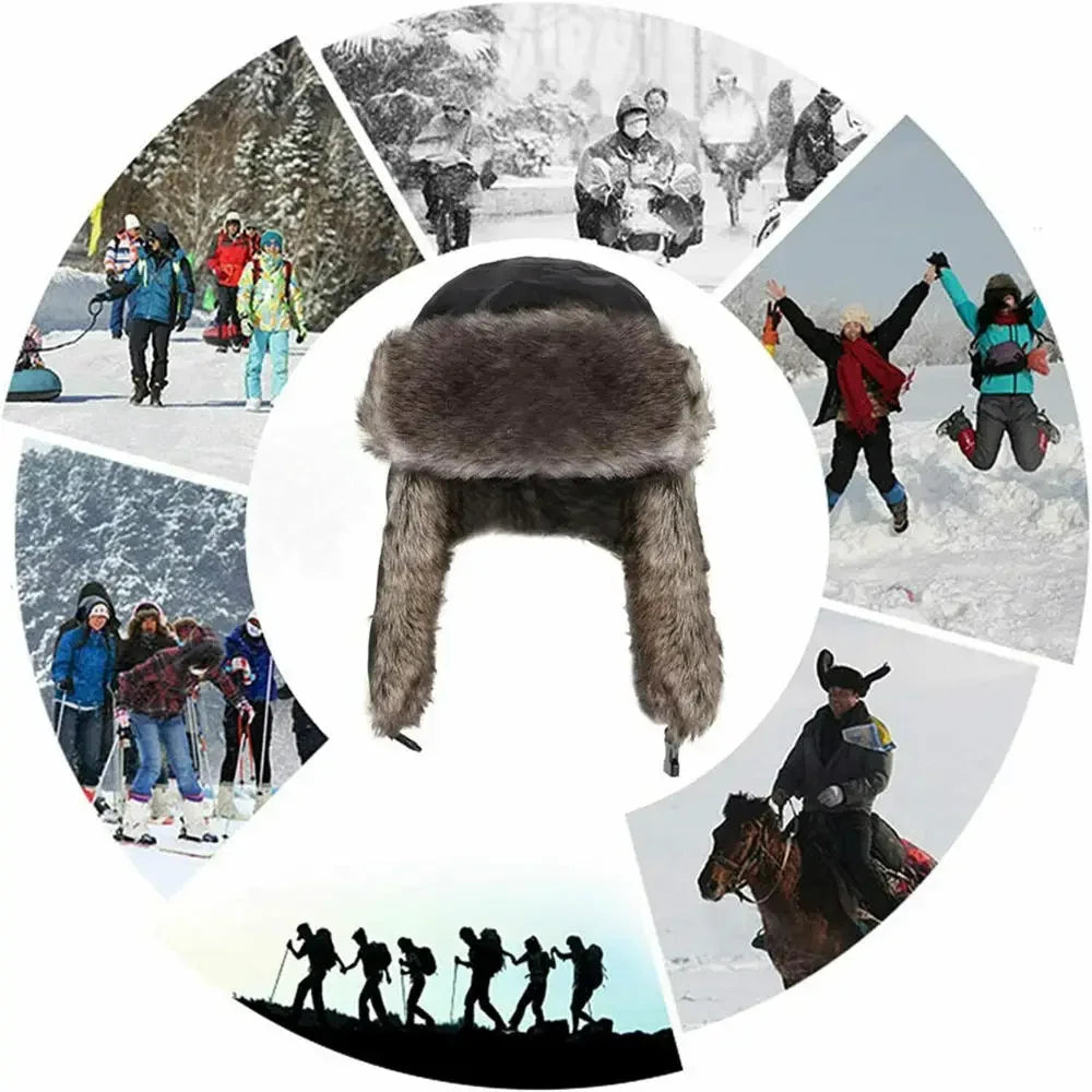 Warm Russian Aviator Trapper Cap with Earflap Outdoor Winter Knit Hat Unisex Stylish Cold Weather Headwear