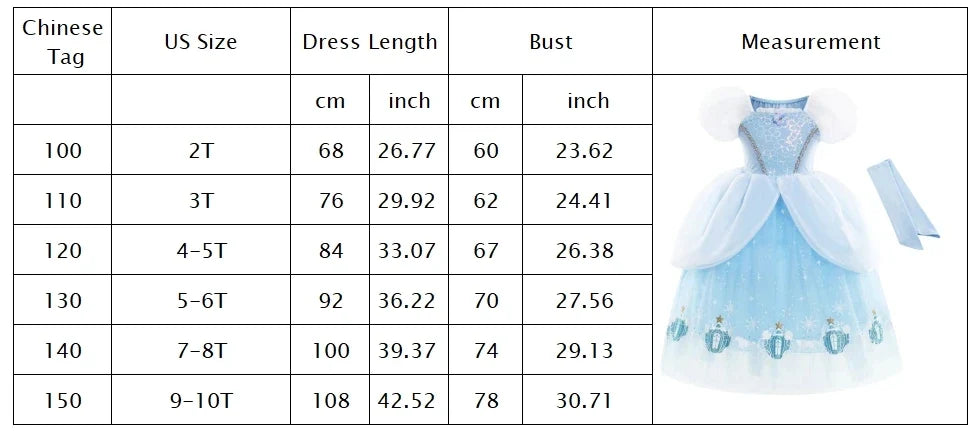 Princess Cinderella Girls Cosplay Cinderella Blue Short Sleeves Costume Kid Halloween Birthday Party Dress + Sleeves Suit