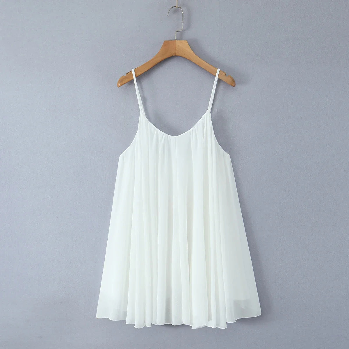 2025 BOHO Women White Big Backless Sling Dress O Neck Back Zipper Loose Swing Mini Short Dresses Holiday Robe