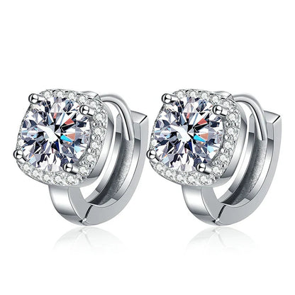1ct Moissanite Earrings for Women S925 Sterling Silver with 18k Gold Plated Hoop Earring Wedding Jewelry with Certificate