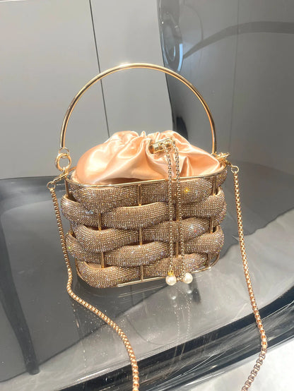 Rhinestones Evening clutch Bag Purses and handbag luxury Designer shoulder bag Shiny Crystal Clutch purse bucket bag