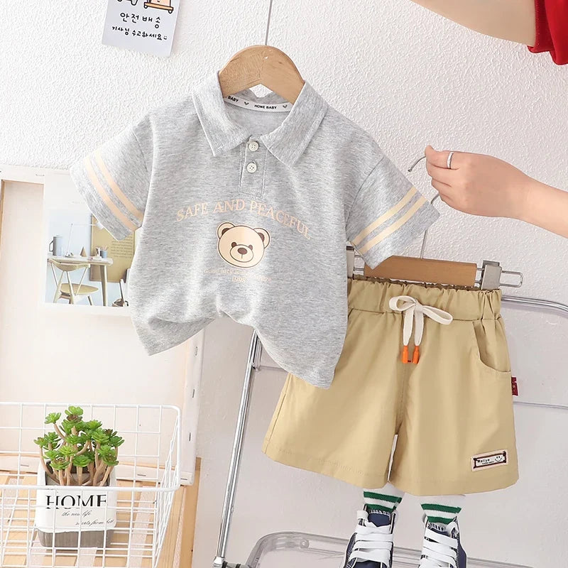 Baby Boy OOTD Korean Outfit for Kids Baby Boys Clothes Kids Fashion Child Clothes Suits Cotton 2Pcs Casual Polo for Kids
