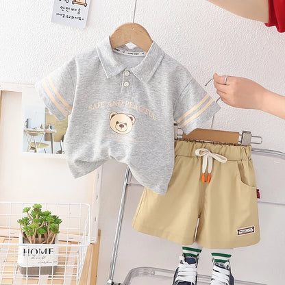 Baby Boy OOTD Korean Outfit for Kids Baby Boys Clothes Kids Fashion Child Clothes Suits Cotton 2Pcs Casual Polo for Kids