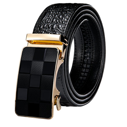 Crocodile Designer Luxury Genuine Leather Belts for Men Casual Jeans Belt Strap Gold Automatic Buckle Black Belt PD-2036