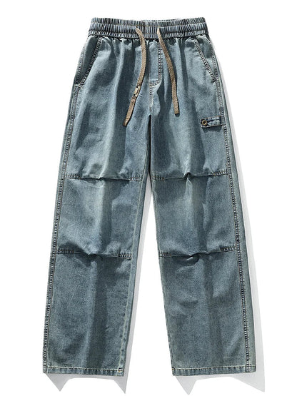 Men's Cargo Jeans 2026 New Spring Summer Wide Leg Denim Pants Straight Baggy Jeans Asian Size L-5XL