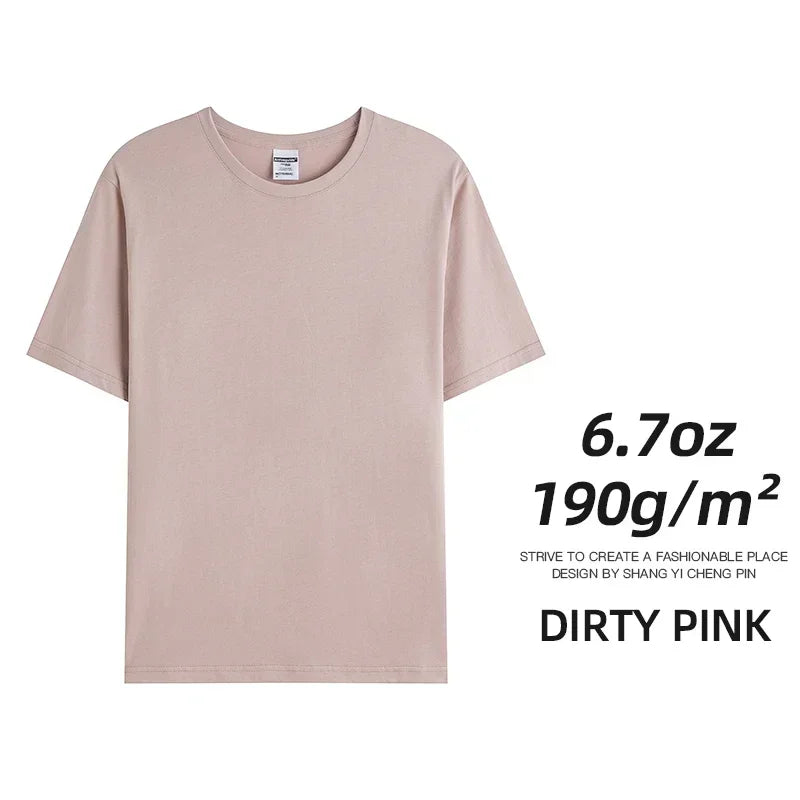 6.7oz 190grams Combed Cotton Tees Tshirts Mens Solid Tops Woman Male Custom Team Uniform Class Clothes Summer Customization