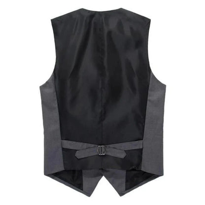 Men Vest Gray V Neck Single Button Solid Waistcoat For Wedding Birthday Banquet Party Business Work Daily Men Suit Vest ﻿